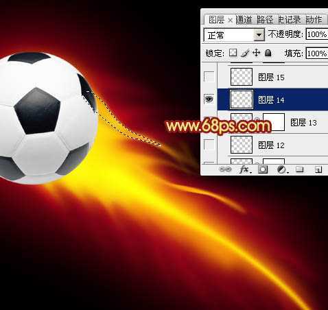 ‘Photoshop为足球增加绚丽的动感火焰‘