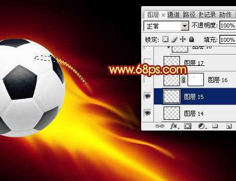 ‘Photoshop为足球增加绚丽的动感火焰‘