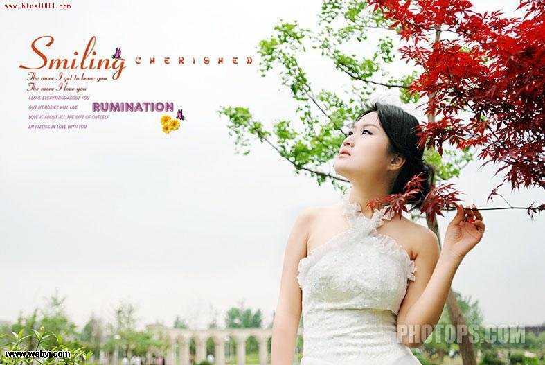 Photoshop给偏暗婚纱照调出成熟的季节意境