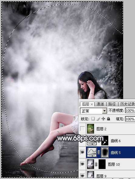 ‘Photoshop使用图层样式打造唯美的古典淡蓝色树林人物图片‘
