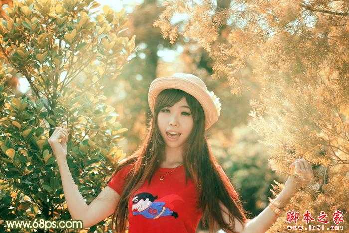 ‘photoshop为树林中的人物调制出漂亮的橙绿色‘