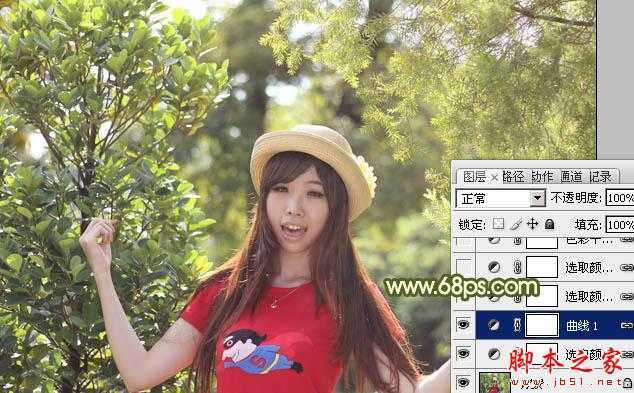 ‘photoshop为树林中的人物调制出漂亮的橙绿色‘