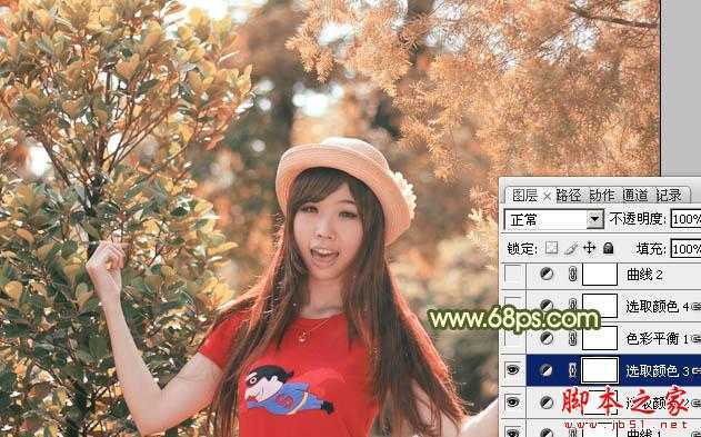 ‘photoshop为树林中的人物调制出漂亮的橙绿色‘