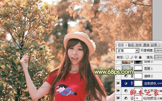‘photoshop为树林中的人物调制出漂亮的橙绿色‘