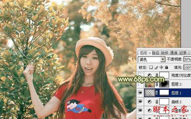 ‘photoshop为树林中的人物调制出漂亮的橙绿色‘