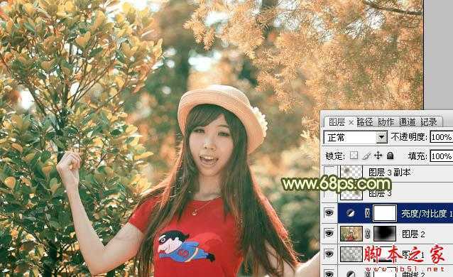 ‘photoshop为树林中的人物调制出漂亮的橙绿色‘