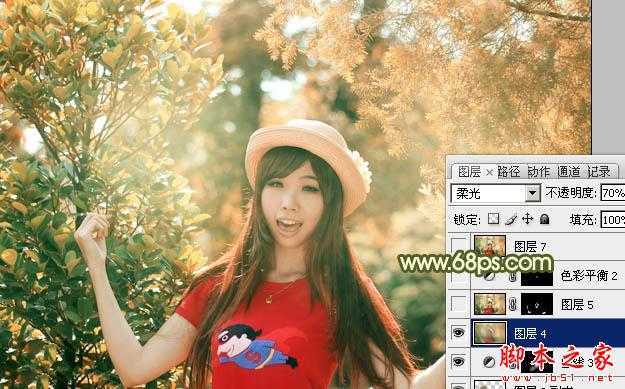 ‘photoshop为树林中的人物调制出漂亮的橙绿色‘