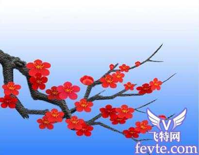 ‘PS鼠绘盛开的枝头梅花效果‘