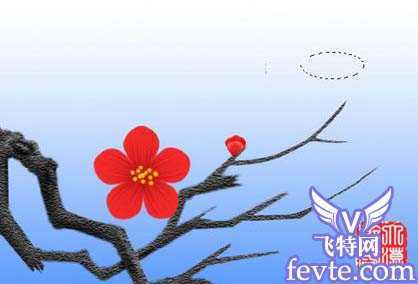 ‘PS鼠绘盛开的枝头梅花效果‘