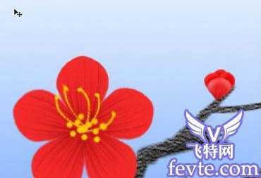 ‘PS鼠绘盛开的枝头梅花效果‘