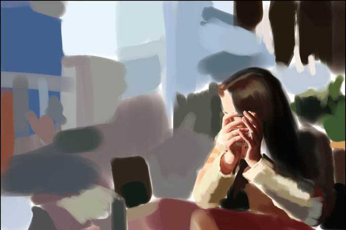 ‘PS鼠绘在茶餐厅静静等待的美女‘