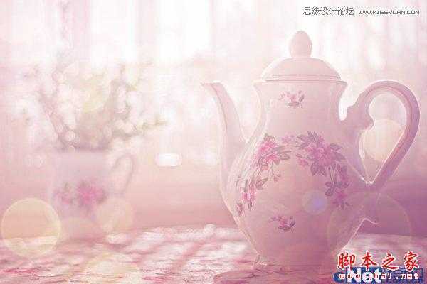‘Photoshop将水壶图片调出梦幻柔美的粉色调‘