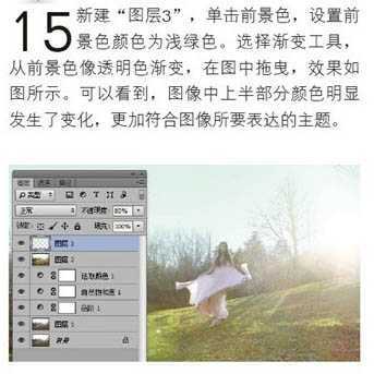 ‘Photoshop为偏暗的人物图片打造唯美的树林逆光人物图片‘