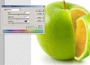 ‘photoshop把橙子的果肉合成到苹果里面‘