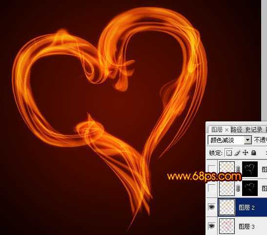 ‘Photoshop为情人节打造出漂亮的火焰心形效果‘