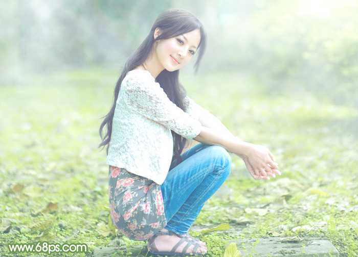 ‘Photoshop将美女图片打造唯美的烟雾梦幻小清新黄绿色‘
