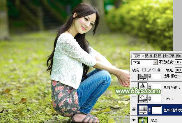 ‘Photoshop将美女图片打造唯美的烟雾梦幻小清新黄绿色‘