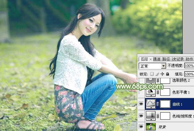 ‘Photoshop将美女图片打造唯美的烟雾梦幻小清新黄绿色‘