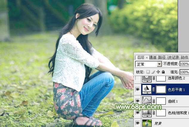 ‘Photoshop将美女图片打造唯美的烟雾梦幻小清新黄绿色‘