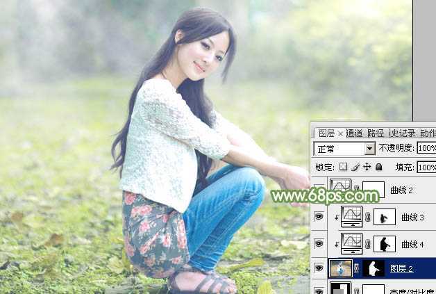 ‘Photoshop将美女图片打造唯美的烟雾梦幻小清新黄绿色‘