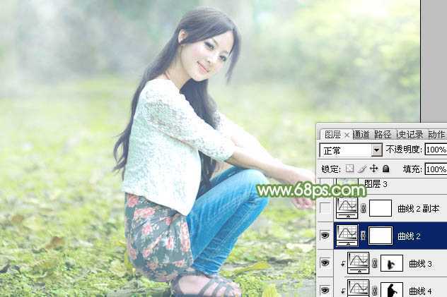 ‘Photoshop将美女图片打造唯美的烟雾梦幻小清新黄绿色‘