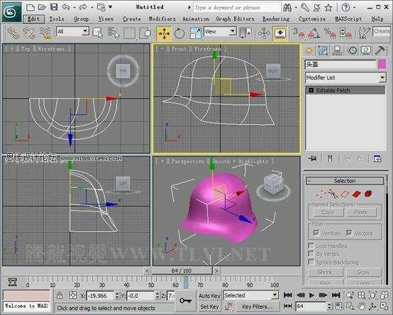 使用3D MAX2011中的面片建模方法给头盔建模,PS教程,思缘教程网
