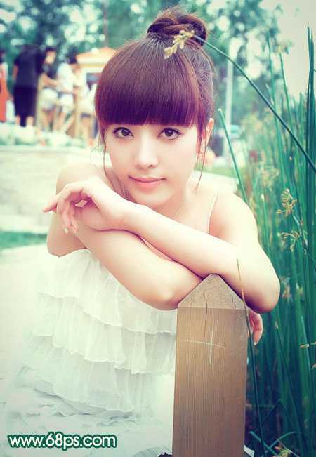 ‘Photoshop将美女图片调出柔美的粉青色‘