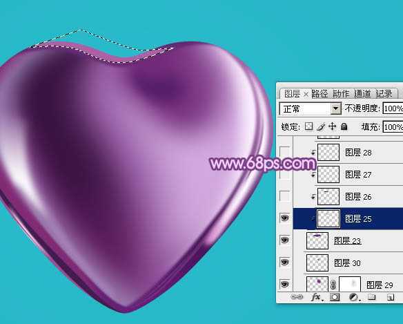 ‘Photoshop设计制作光滑的立体紫色心形宝石‘