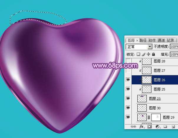 ‘Photoshop设计制作光滑的立体紫色心形宝石‘