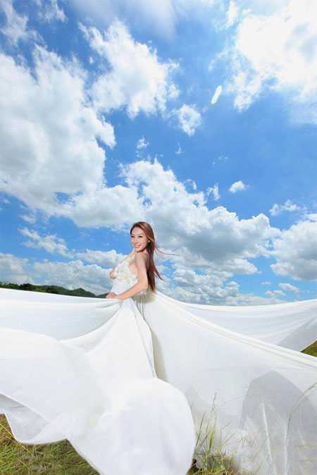 ‘Photoshop将外景婚片调成甜美的粉褐色‘