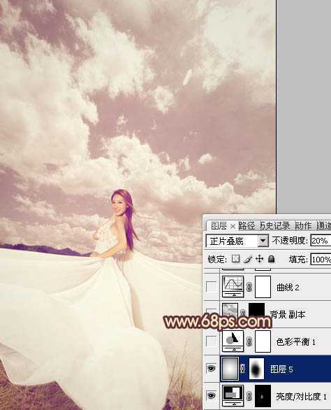 ‘Photoshop将外景婚片调成甜美的粉褐色‘