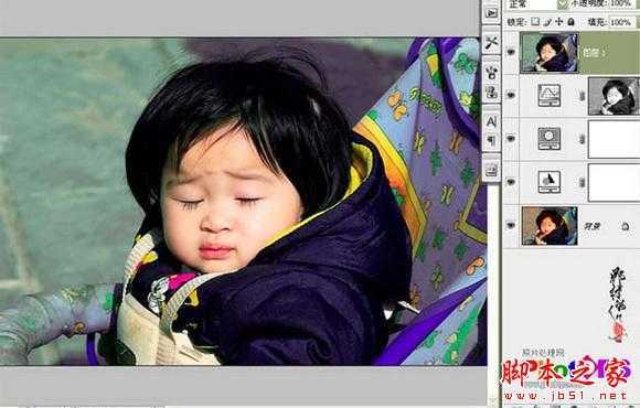 ‘photoshop将可爱宝宝照片调制出亮丽的聚光色彩‘