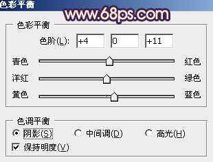 ‘Photoshop为树林草地上的美女加上唯美晨曦色‘