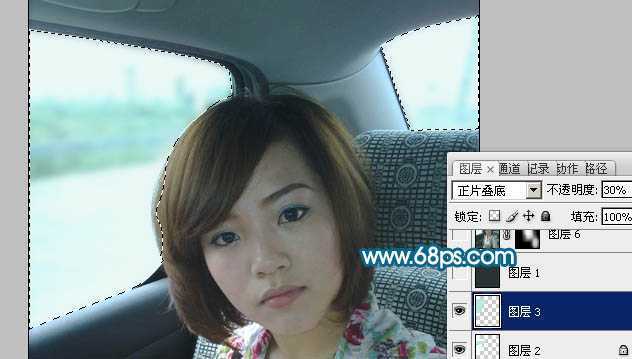 ‘Photoshop将偏暗手机美女照片调出柔美中性青色调‘