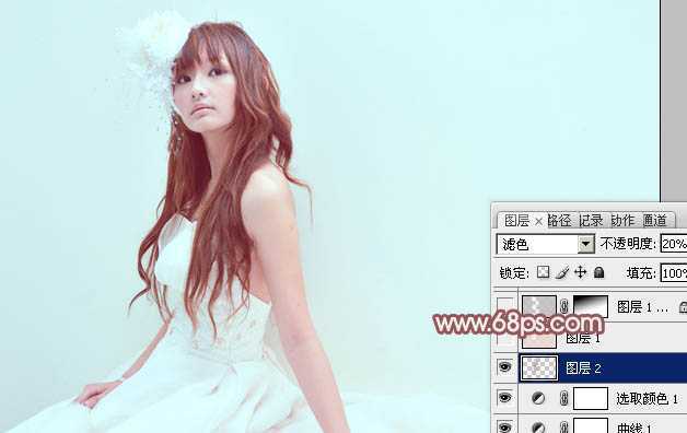 ‘Photoshop将室内人物图片调制出粉嫩的淡红色‘