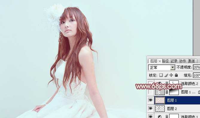 ‘Photoshop将室内人物图片调制出粉嫩的淡红色‘