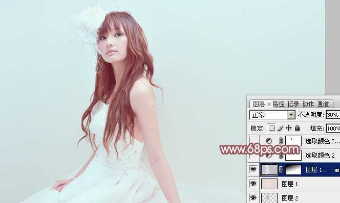 ‘Photoshop将室内人物图片调制出粉嫩的淡红色‘