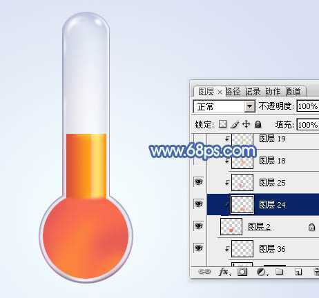 ‘Photoshop设计制作出一个精致的玻璃温度计图标‘