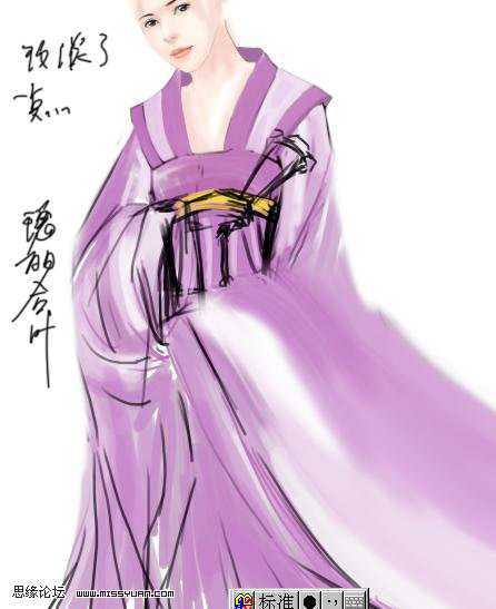‘photoshop鼠绘身着紫裙的古典美女‘
