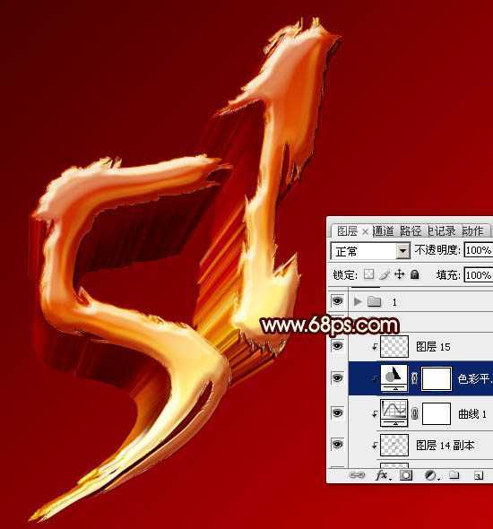 ‘Photoshop制作仿手写风格的五一金色立体字‘