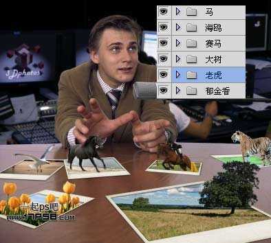 ‘photoshop制作出动物跳出相框场景‘