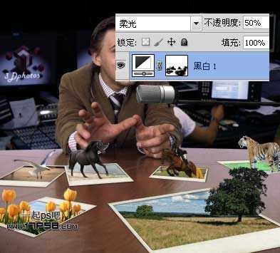 ‘photoshop制作出动物跳出相框场景‘