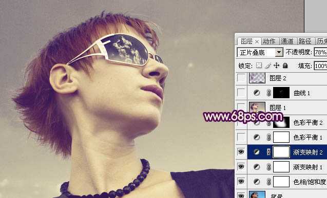 ‘Photoshop将外景人物图片调成个性的橙紫色‘