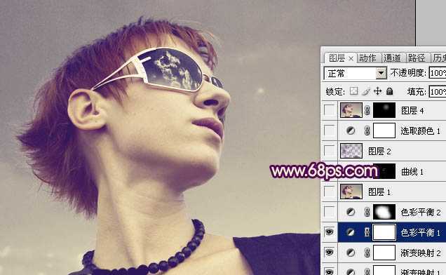 ‘Photoshop将外景人物图片调成个性的橙紫色‘