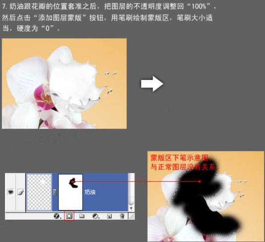 ‘Photoshop合成牛奶泼洒出纯白色花朵的效果‘