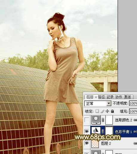 ‘Photoshop为外景美女图片调制出柔和的淡调青红色‘