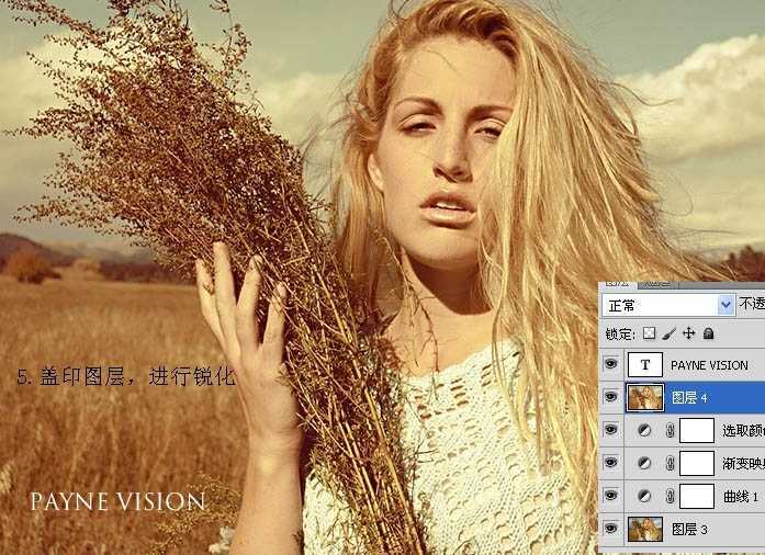 ‘Photoshop将旷野人物图片调成流行的欧美淡黄色‘