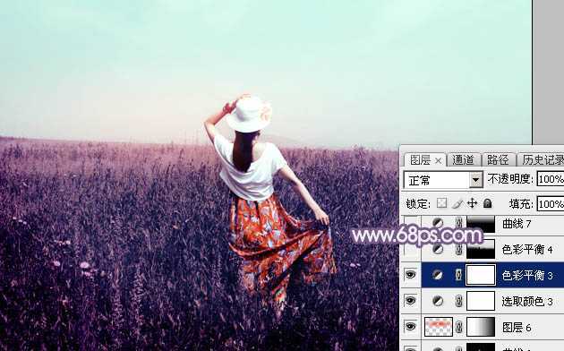 ‘Photoshop为旷野中的人物调制出流行的暗蓝色‘