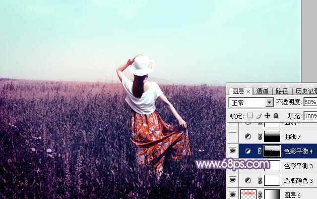 ‘Photoshop为旷野中的人物调制出流行的暗蓝色‘