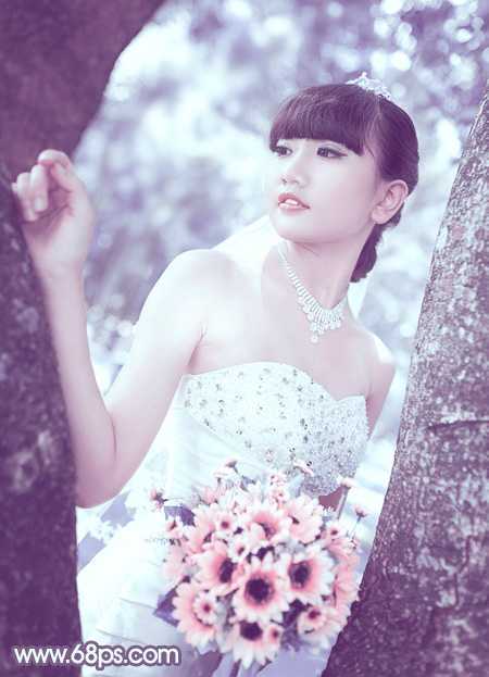 ‘Photoshop利用通道替换将外景人物图片打造出纯美的淡调蓝紫色效果‘